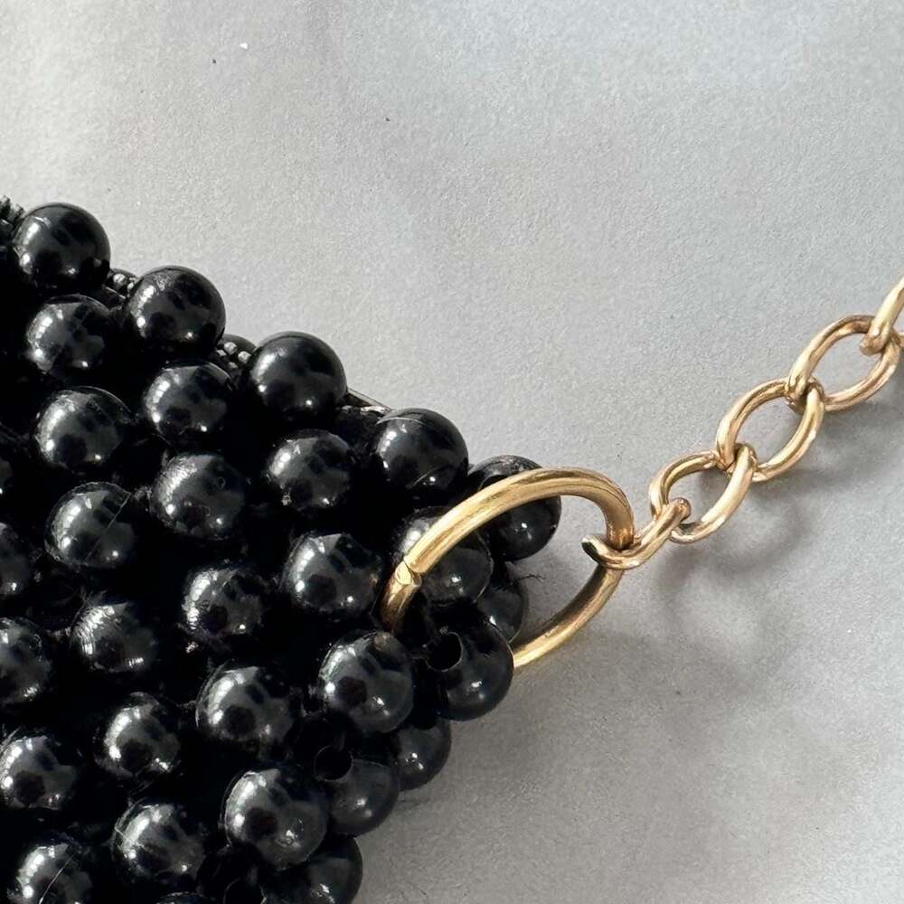Gafco Bag Vintage Black Beaded Shoulder Bag 1960s - Picture 6 of 7